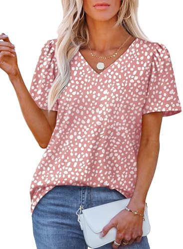 Womens Tops Summer Tops for Women 2025 Puff Sleeve Beach in 4-pink Leopard