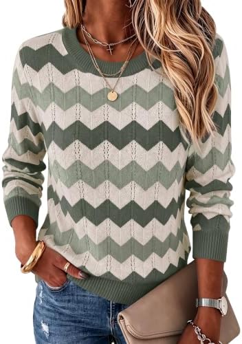 Womens Tops Trendy Long Sleeve Shirts Work Fall Sweaters in Moss Green