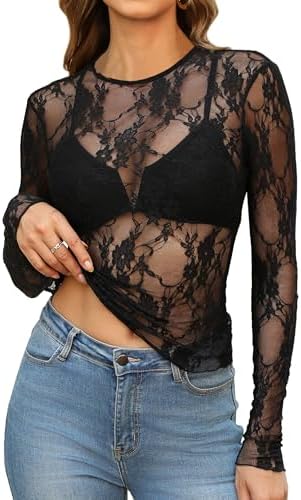 Womens Tops Women's Clothing Mesh Business Casual Outfits in Black