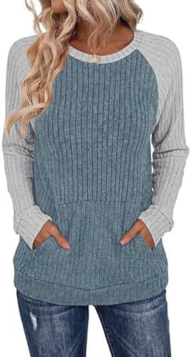 Womens Tunic Tops for Teachers Long Sleeve Shirts Fall Fashion in Blue