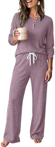 Womens Two Piece Lounge Sets Comfy Pajamas Fall Clothes Purple S in Pink Purple