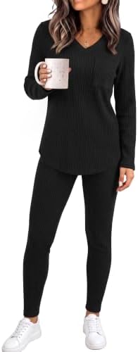 Workout Sets for Women 2 Piece Outfits Black Women Fall Clothes in 01-black
